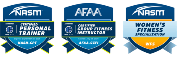 Certifications et qualifications en fitness de Julie Charette